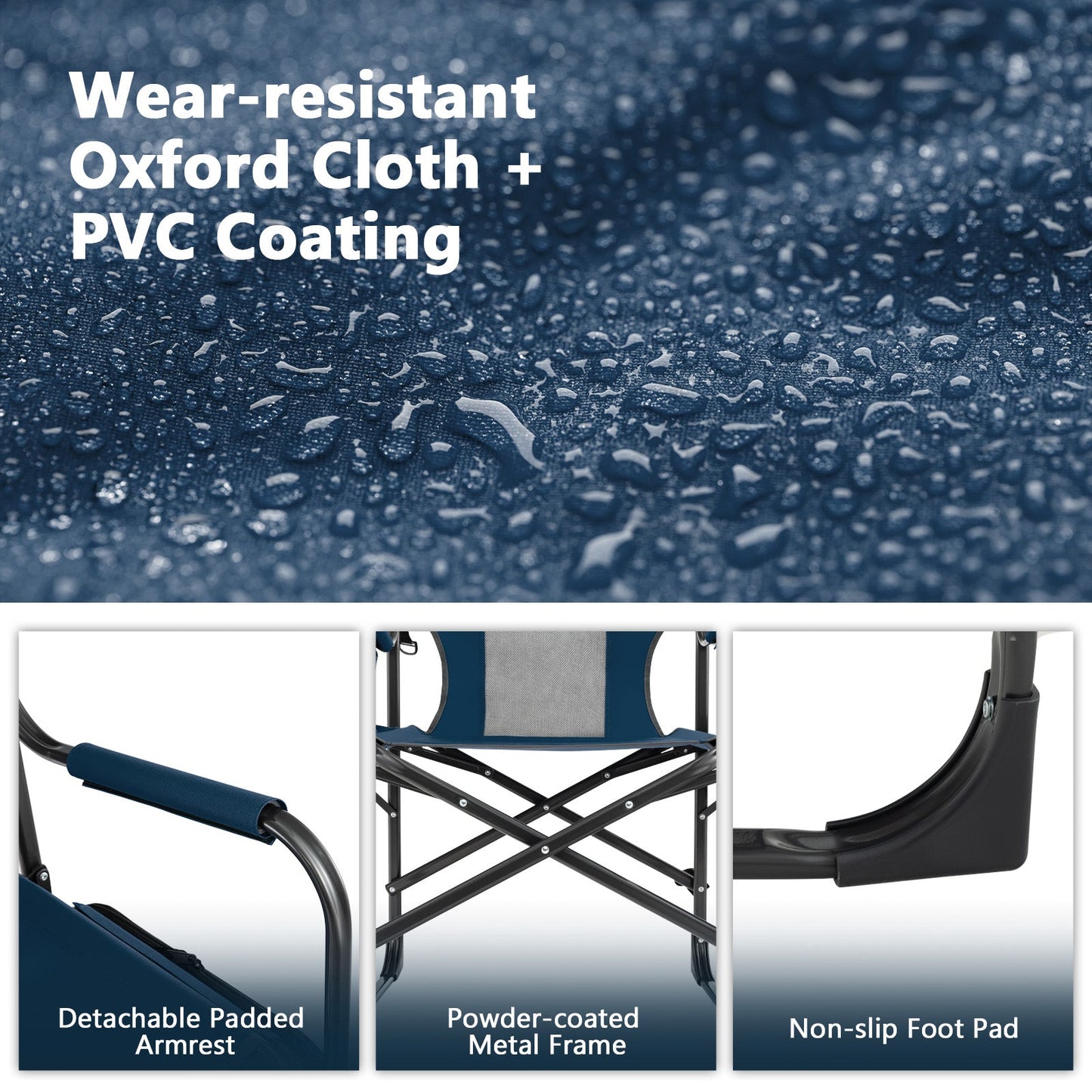 Folding Camping Directors Chair with Cooler Bag and Side Table
