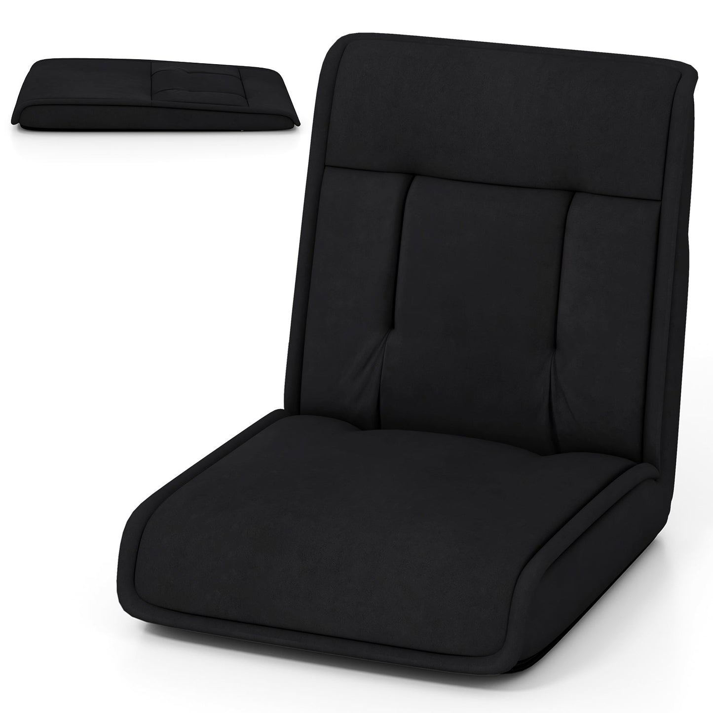 Folding Floor Chair Convertible Lazy Chair with 14-Poistion Adjustable Backrest