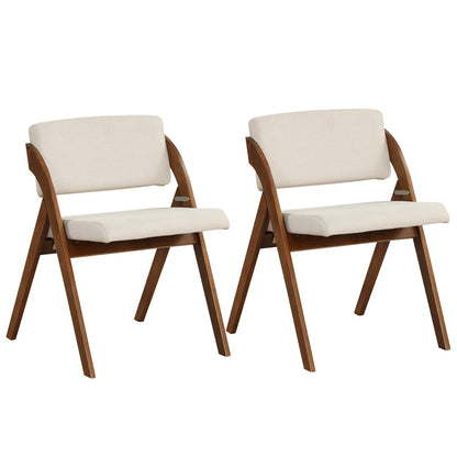 Set of 2 Folding Kitchen Dining Chairs with Rubber Wood Legs