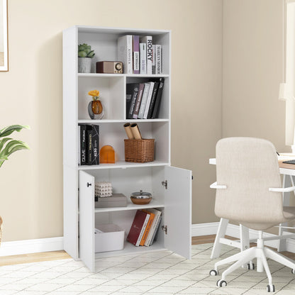 5-Tier Freestanding Bookcase with Open Cubes and Adjustable Shelf-White