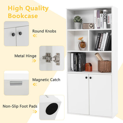 5-Tier Freestanding Bookcase with Open Cubes and Adjustable Shelf-White