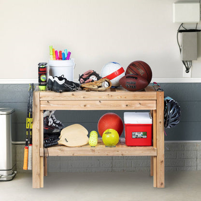 2 Tier Adjustable Cedar Wood Multipurpose Storage Shelves - Made In USA