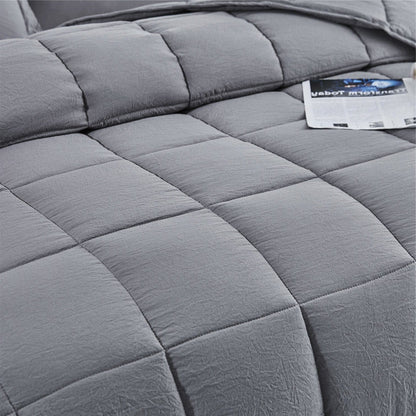 Queen Size Grey 3 Piece Microfiber Reversible Comforter Set
