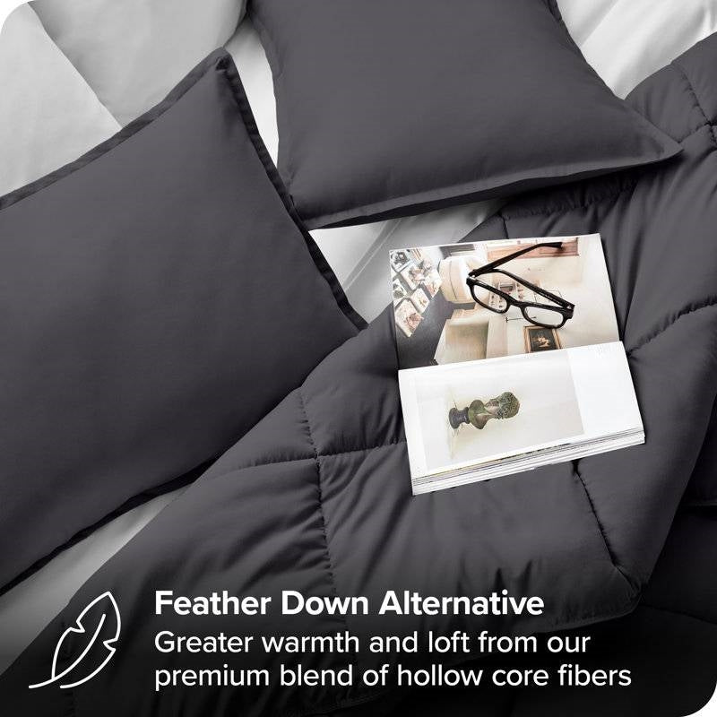 Full/Double Size All Season Super Soft Down Alternative Comforter Set Grey