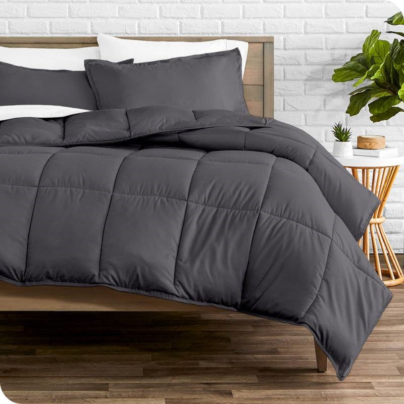 King/Cal King Size All Season Super Soft Down Alternative Comforter Set Grey