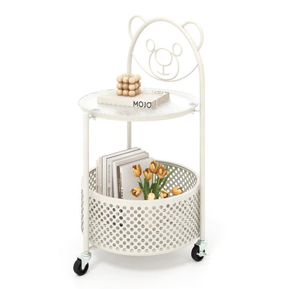 Modern Sofa Side Table on Lockable Wheels for Living Room Bedroom Study