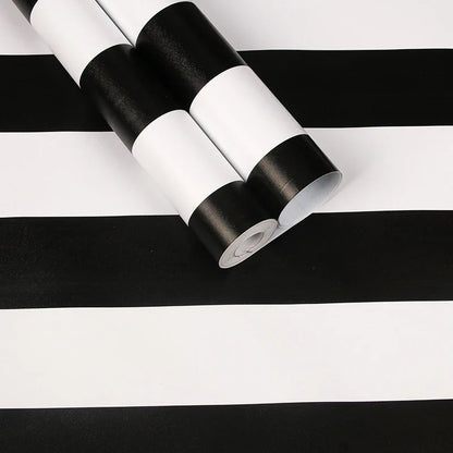 Stripe Black White Peel and Stick Wallpaper Vinyl Waterproof Self-Adhesive Wallpaper Removable Contact Paper Decorative Stickers