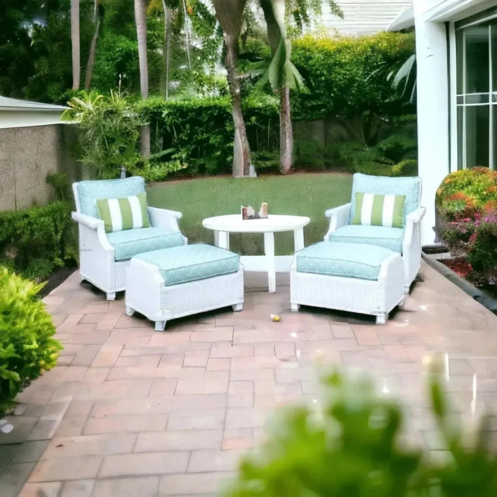 Hamptons Outdoor Wicker Lounge Chair with Ottoman Set