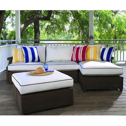 Hamptons Outdoor Wicker Chaise Sectional with Ottoman