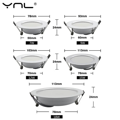 7W 9W 12W 15W 18W Spot LED Downlight AC 220V 240V Waterproof Warm White Cold White Kitchen Round Recessed Lamp LED Spot Lighting