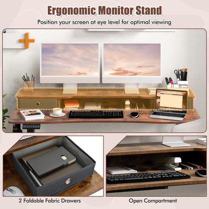 55 Inch x 24 Inch Height Adjustable Electric Standing Desk with 2 Drawers