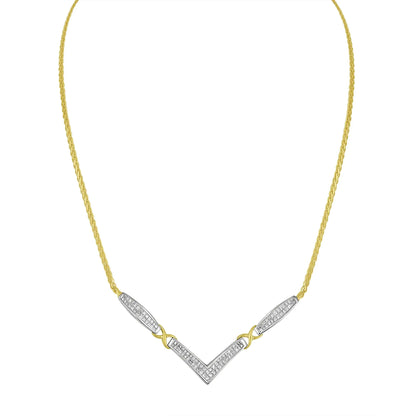 14K Yellow and White Gold 2.0 Cttw Princess Cut Diamond Flared and X-Station V Shaped 18” Franco Chain Statement Necklace (H-I Color, SI2-I1 Clarity)