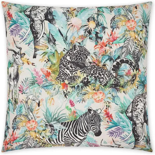 Jurassica Turquoise Teal Large Throw Pillow Insert