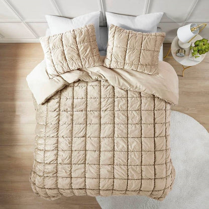 King Beige Velvety Soft Down Alternative Comforter Set