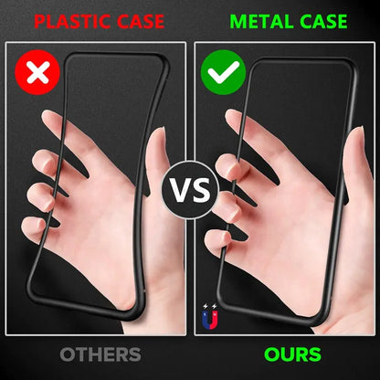 Magnetic Tempered Glass Privacy Metal Case iphone