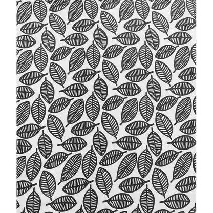72-inch Black White Leaf Pattern Shower Curtain in 100-Percent Polyester Fabric