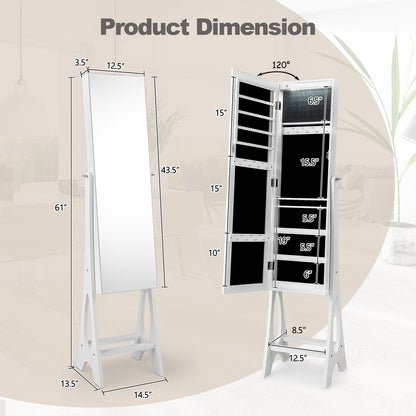LED Jewelry Cabinet Armoire Organizer with Bevel Edge Mirror