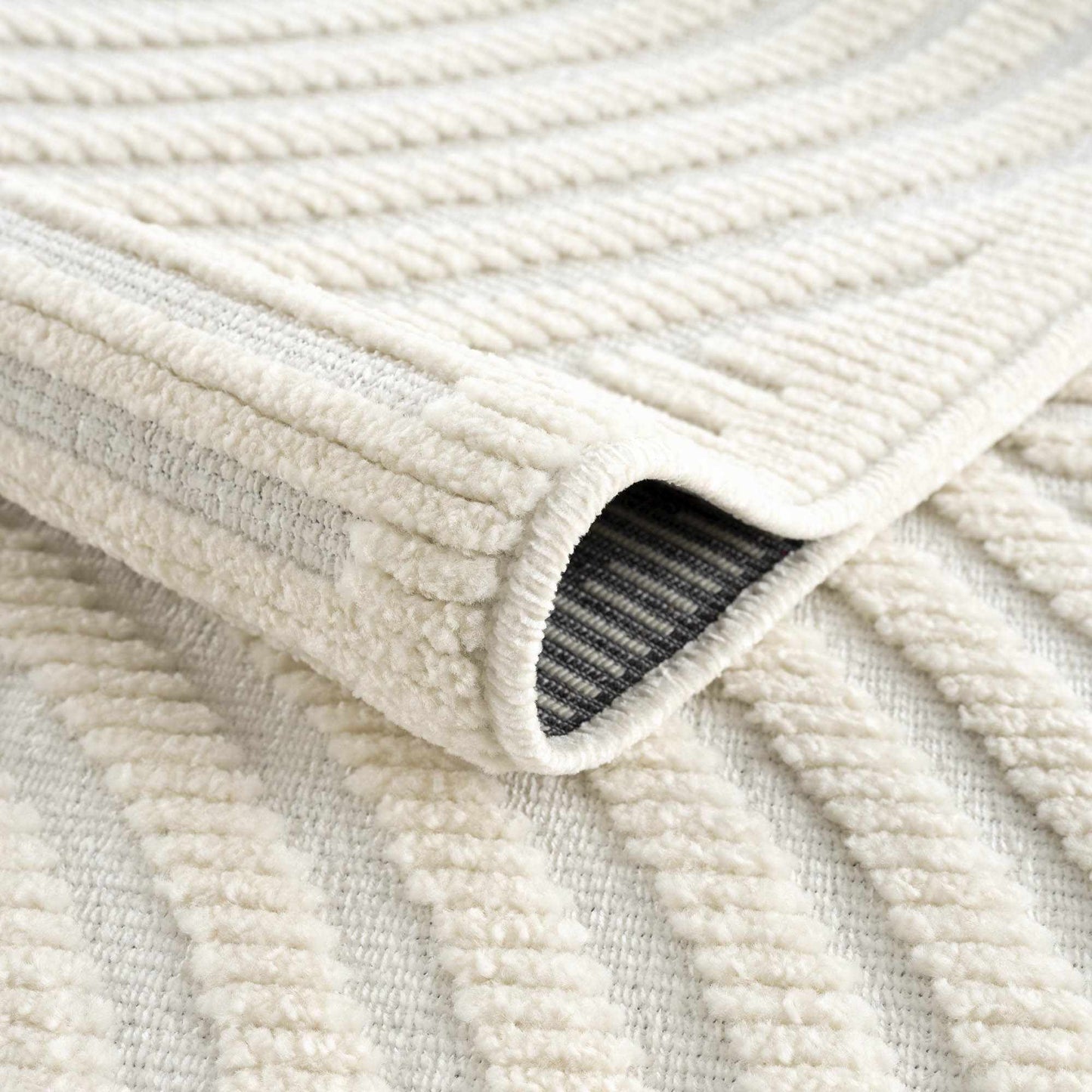 Deron White Washable 3D Rug