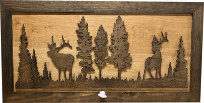 Deer and Elk Gun Concealment Furniture - Handcrafted Wooden Gun Cabinets - Gun Shelf Hidden Storage for Rifles, Shotguns, & Handguns - Quick Access Hidden Wall Safe (Extra Large)