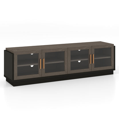 Large TV Stand for TVs up to 75 Inch with 4 Tempered Glass Doors for Living Room