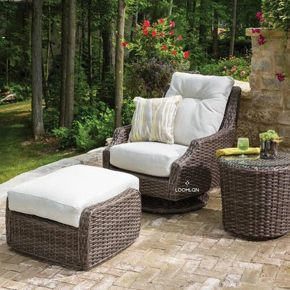 Largo High Back Swivel Rocker Lounge Chair Wicker