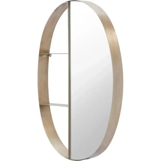 Latitude Steel Oval Wall Mirror with Shelf