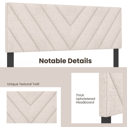 Linen Upholstered Headboard for Full and Queen Size Bed Frames