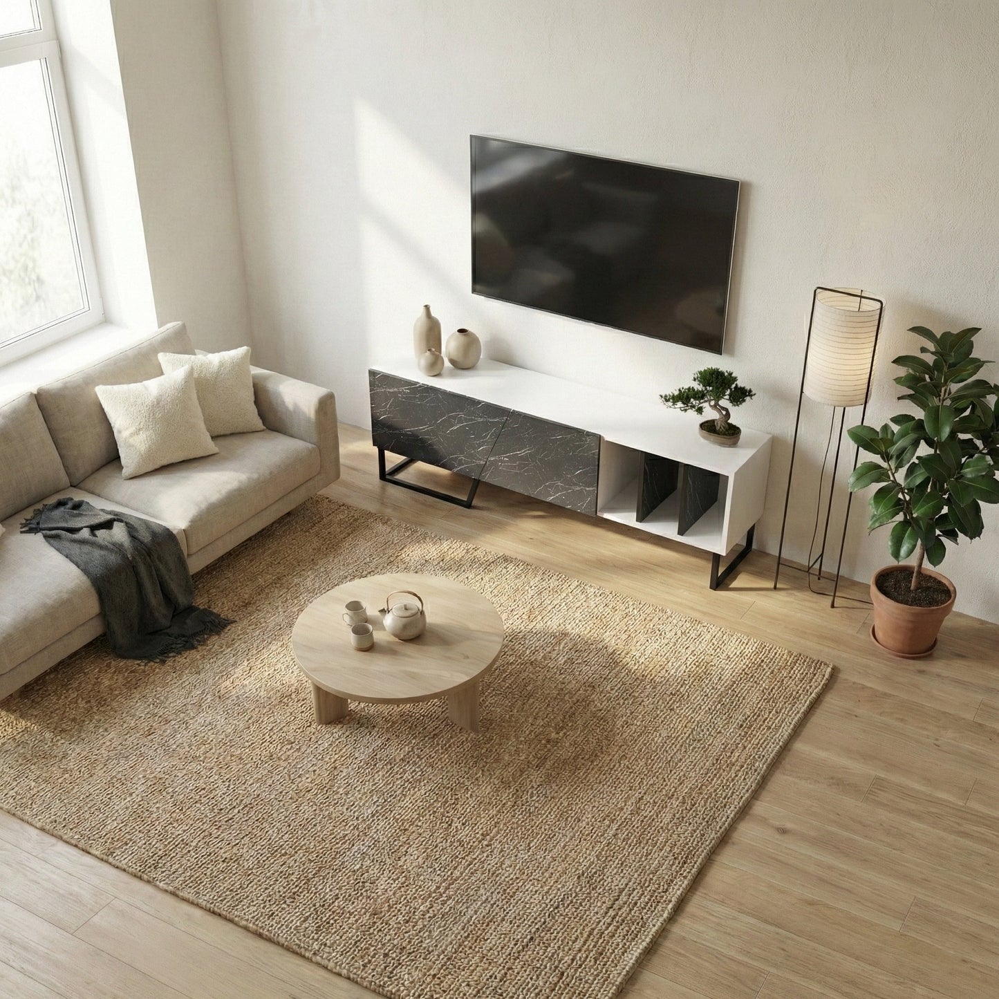 Linossa 59" Modern TV Stand Media Console fits TVs up to 65"
