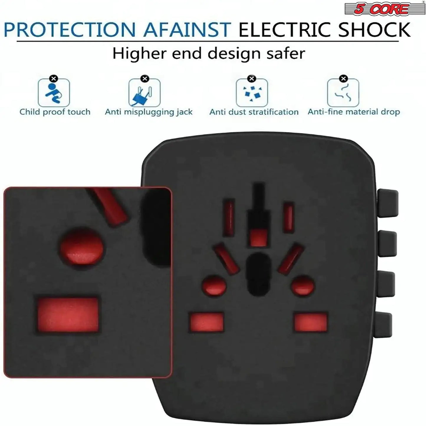Universal Travel Adapter International Power Adapters 3 Pack Multicharger Plug w 4 USB Ports