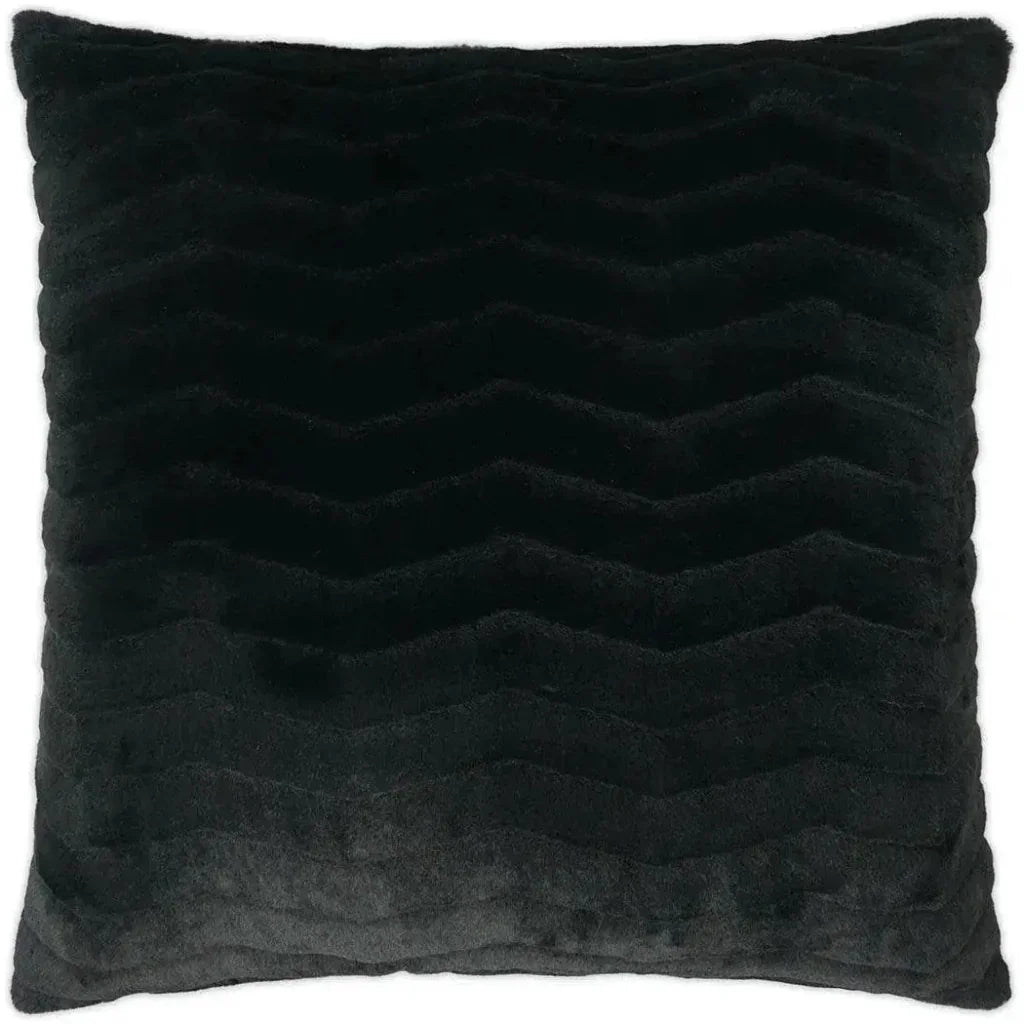 Lush Chevron Faux Fur Black Large Throw Pillow Insert