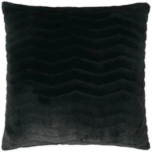 Lush Chevron Faux Fur Black Large Throw Pillow Insert