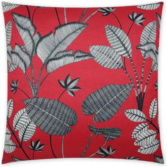 Luzon Red Floral Red Large Throw Pillow Insert