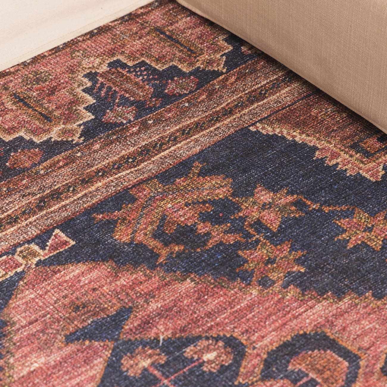 Malamote Vintage Flat Pile Washable Rug