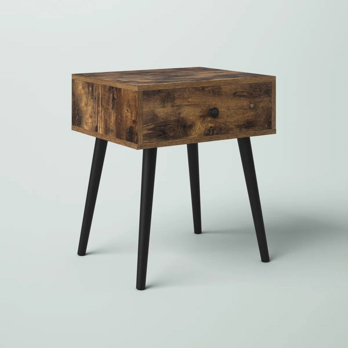 Mid-Century Modern Farmhouse Bedroom 1-Drawer Nightstand End Table