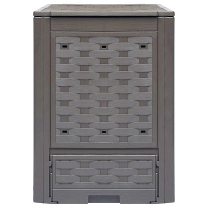 Set of 2 - Outdoor Garden 158 Gallon Compost Bin Set in Brown Plastic Rattan