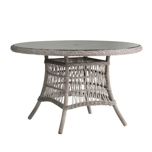 Mackinac 48" Round Umbrella Dining Table with Woven Top
