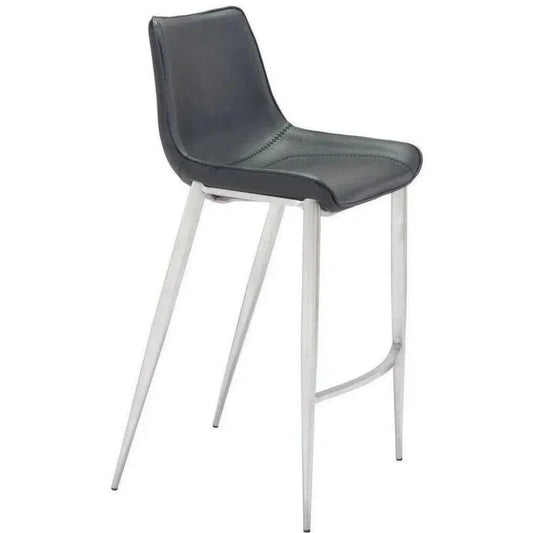 Magnus Bar Chair (Set of 2) Black & Silver