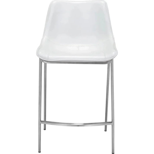 Magnus Counter Stool 2PC White & Silver