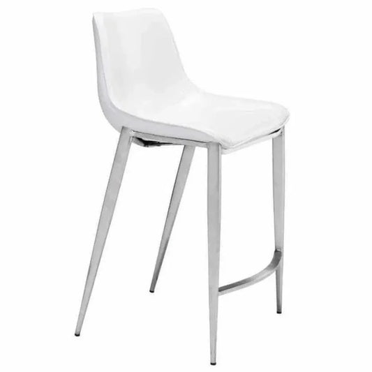 Magnus Counter Stool 2PC White & Silver