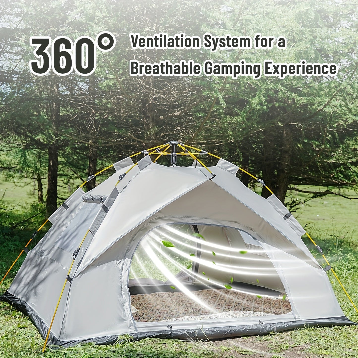 3-4 Person Instant Pop Up Camping Tent Waterproof Quick Setup Outdoor Portable