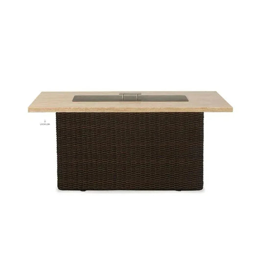 Mesa Rectangular Fire Table Light Travertine
