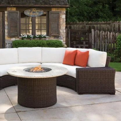 Mesa Round Fire Table Light Travertine  Lloyd Flanders
