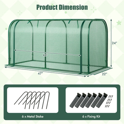 Mini Tunnel Greenhouse with Roll-up Zipper Door