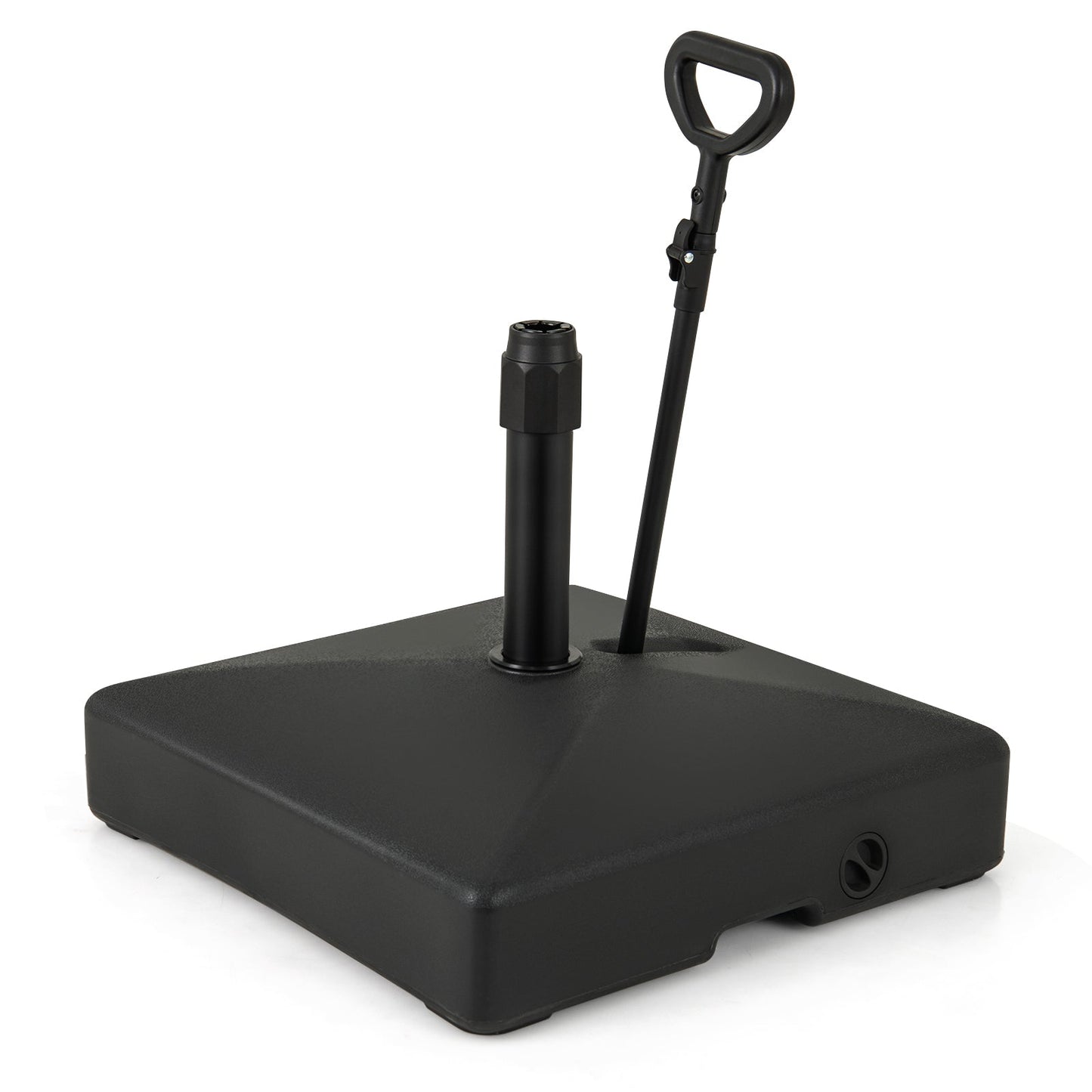 Mobile Patio Umbrella Base Water Sand Fillable Market Table Umbrella Stand with 3 Wheels-Black