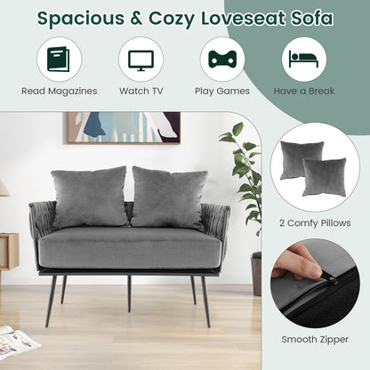 Modern Loveseat Sofa Upholstered Dutch Velvet Sofa Couch