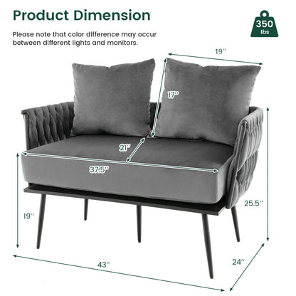 Modern Loveseat Sofa Upholstered Dutch Velvet Sofa Couch