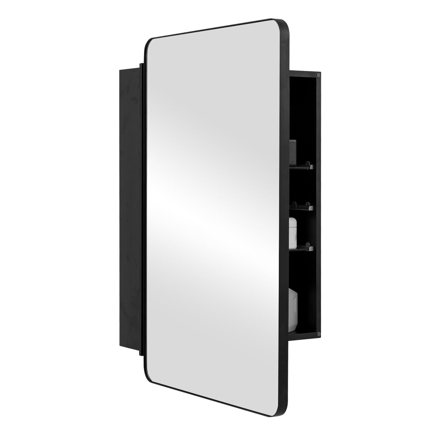 20 x30 Inch Multi-Functional Bathroom Mirror Cabinet with Adjustable Shelves-Black