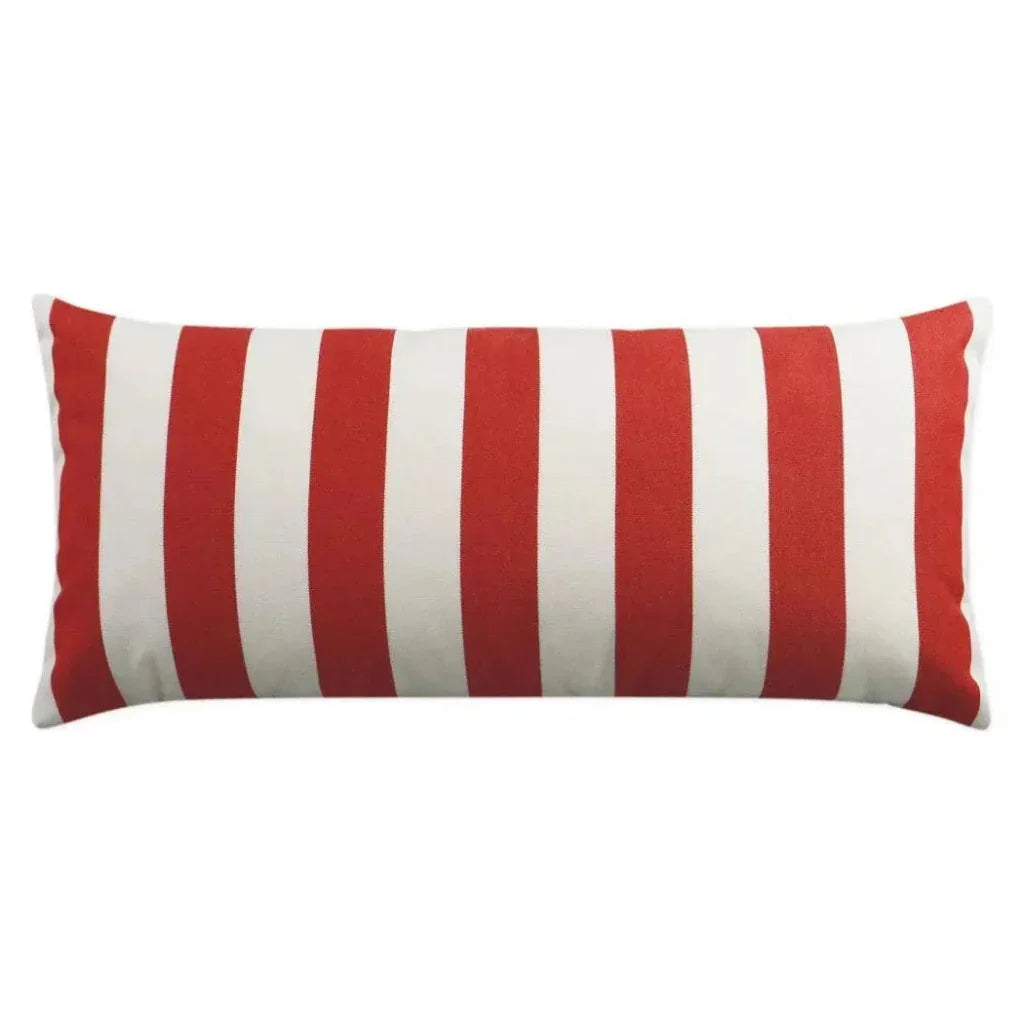 Outdoor Café Stripe Lumbar Pillow - Red