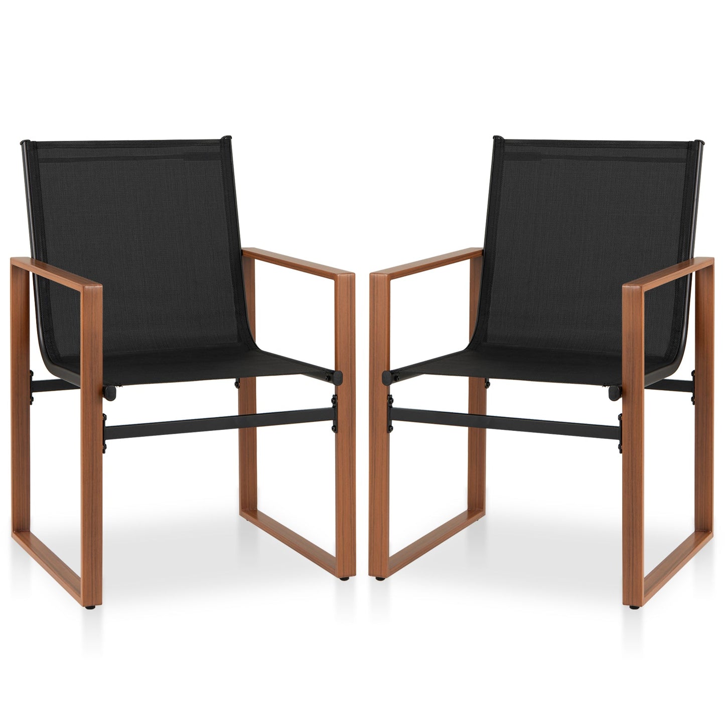 Outdoor Dining Chairs with Breathable Seat and Backrest Set of 2