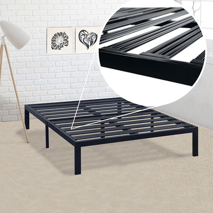 Full size Metal Platform Bed Frame with 3.86 inch Wide Heavy Duty Steel Slats